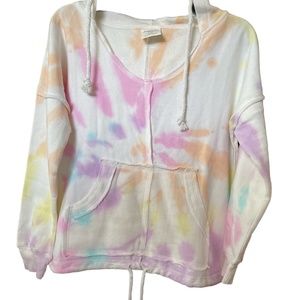 Dreamsicle Distressed Tie Dye Hoodie Sweatshirt Small NWT